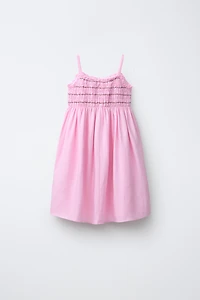 SMOCKED LINEN DRESS
