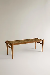 MULTICOLORED RATTAN TEAK BENCH