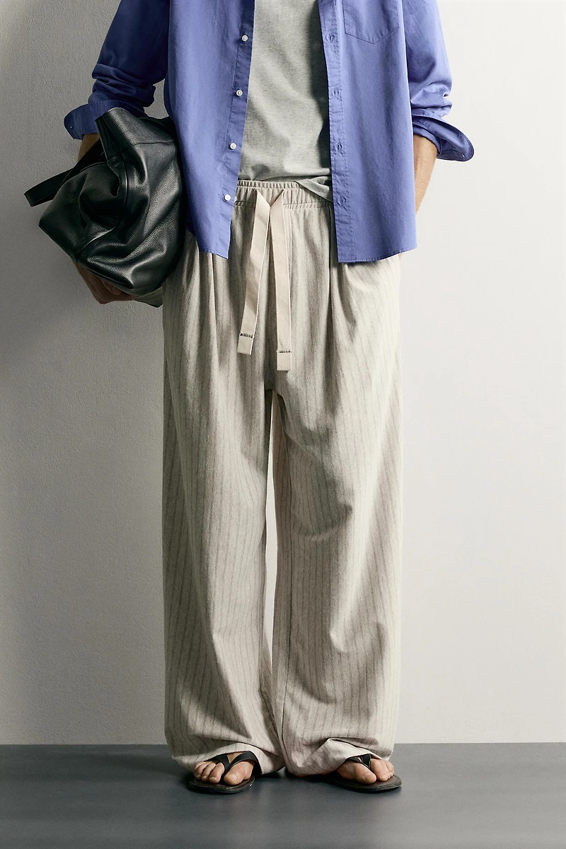 STRIPED RELAXED FIT PANTS