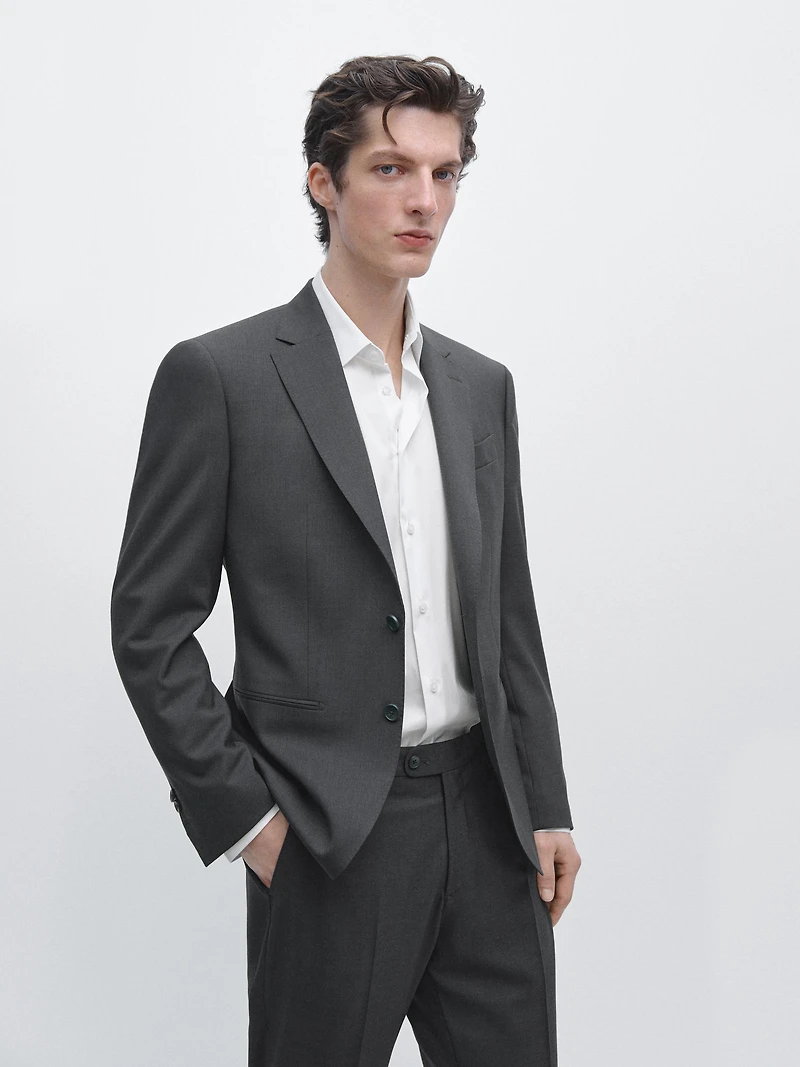 100% cool wool suit blazer