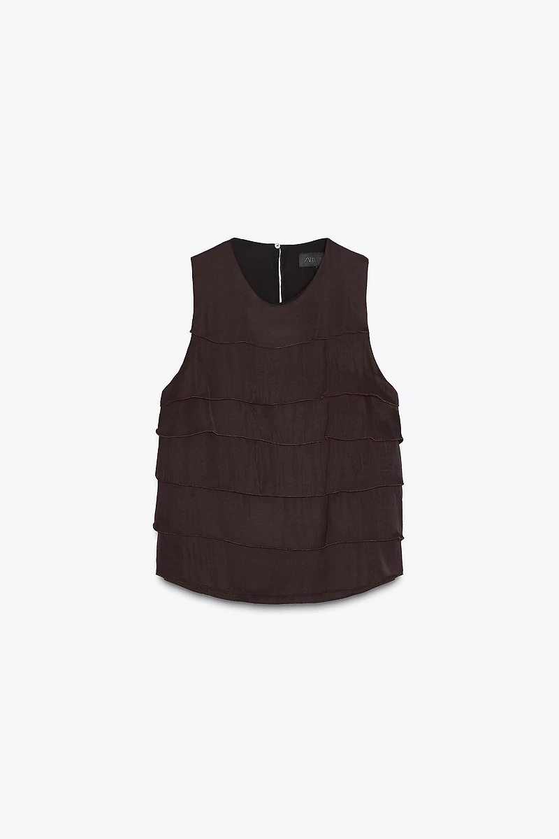 SATIN RUFFLED TOP