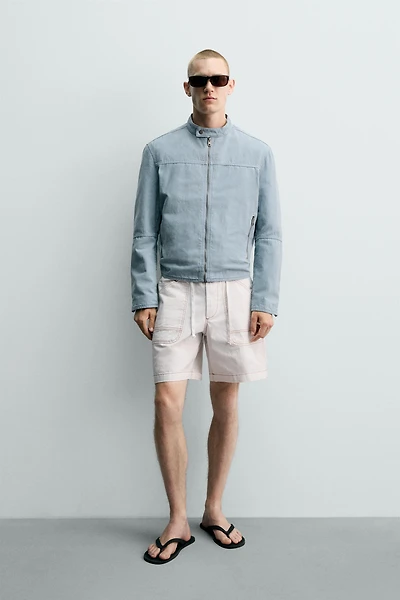CONTRAST STITCH RELAXED FIT SHORTS