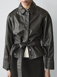 Nappa leather jacket with belt