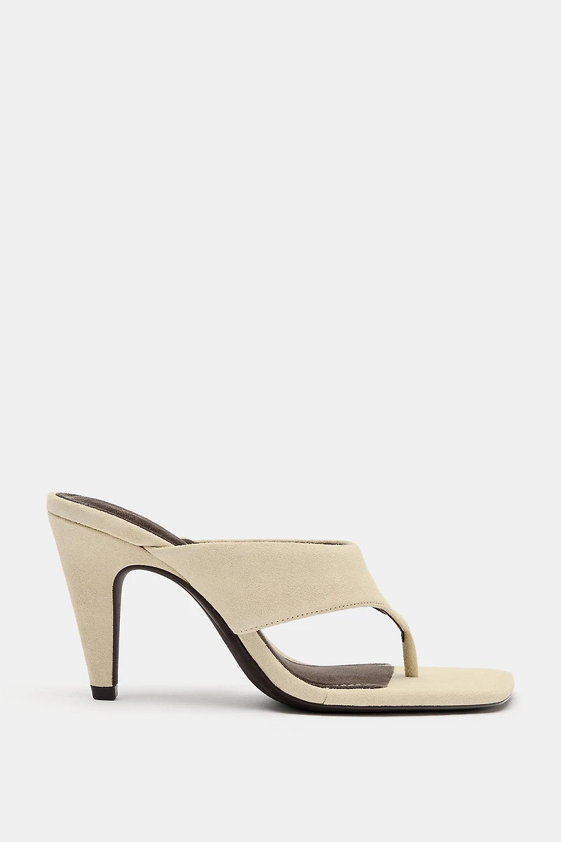 SANDALES À TALONS EN DAIM