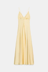GATHERED SATIN EFFECT MIDI DRESS