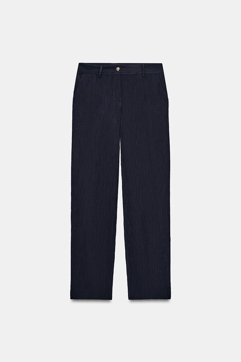 WRINKLED EFFECT STRAIGHT PANTS