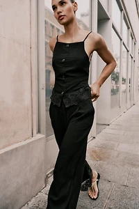 EMBROIDERED HEM CULOTTES