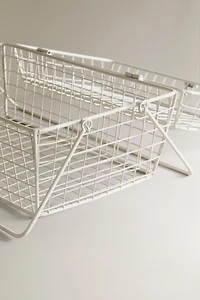 METAL STORAGE BASKET WITH HANDLES