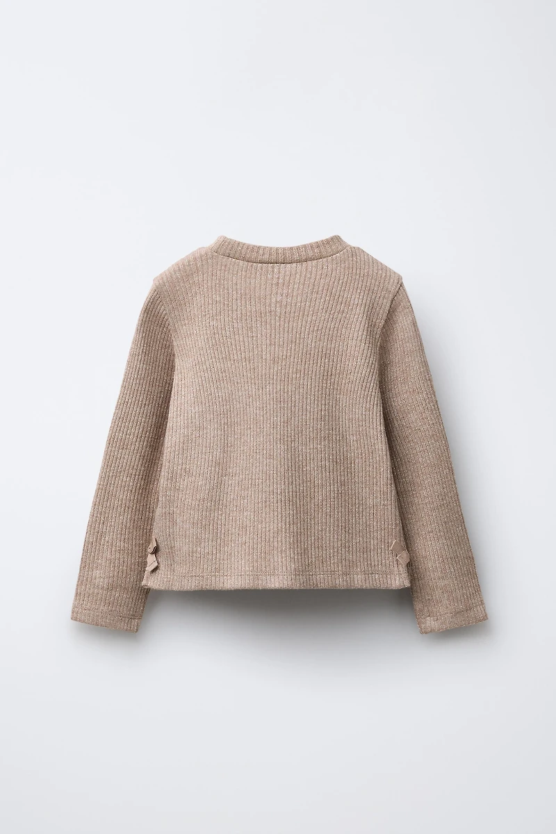 T-SHIRT CANNELÉ BRILLANT LACETS