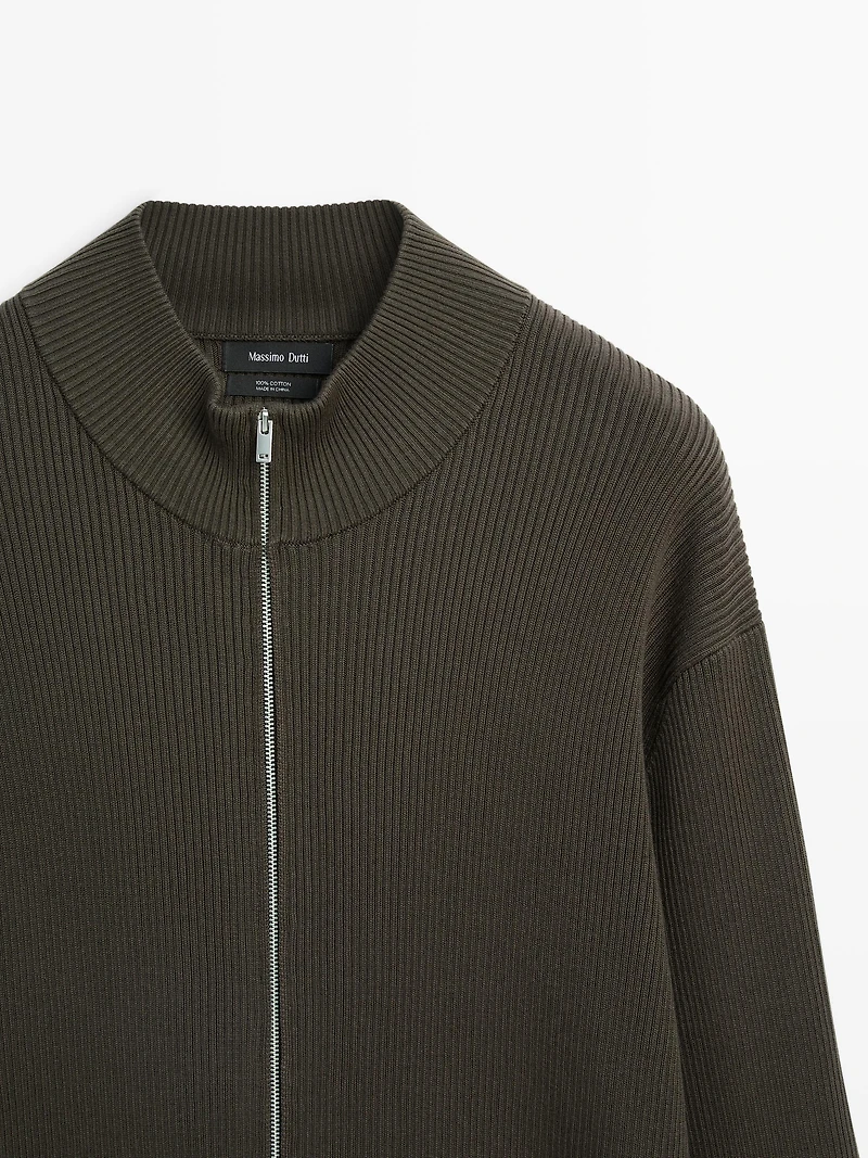 100% cotton zip cardigan