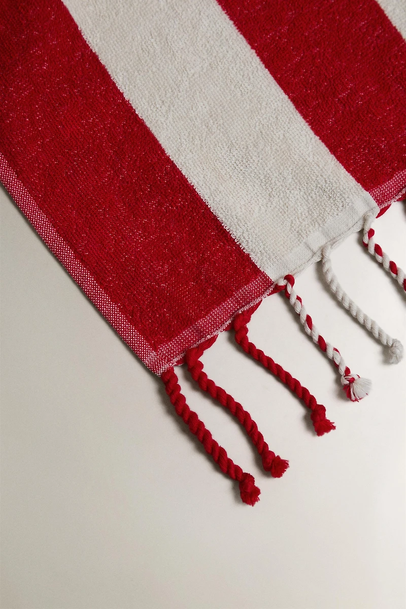 SERVIETTE DE PLAGE RAYURES FRANGES