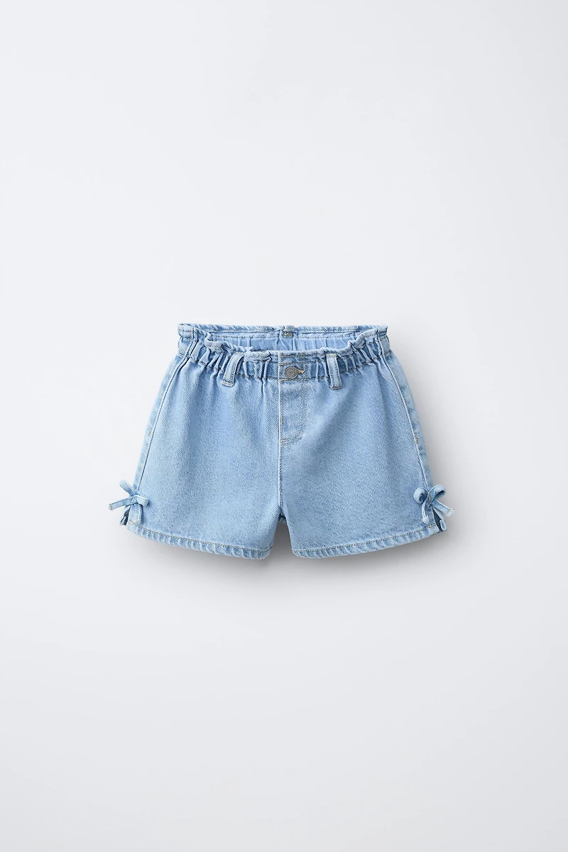DENIM SHORTS WITH BOWS