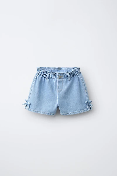 DENIM SHORTS WITH BOWS