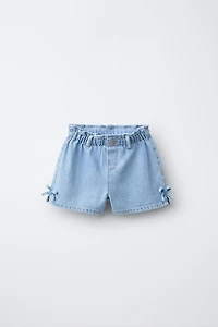 DENIM SHORTS WITH BOWS