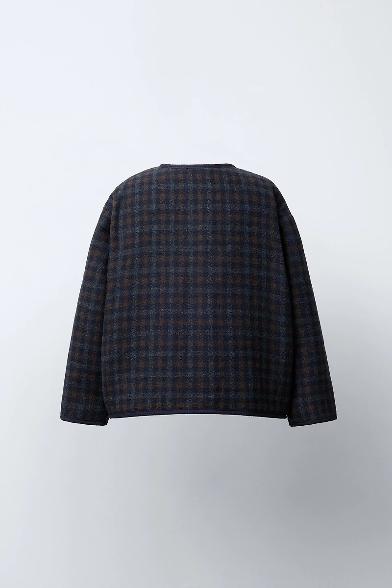 TEXTURED PLAID WOOL COAT