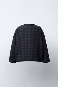 TEXTURED PLAID WOOL COAT