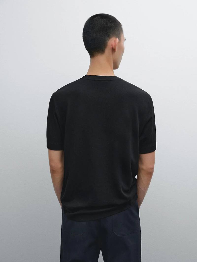 Short sleeve linen blend T-shirt