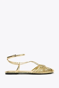 METALLIC STRAPPY FISHERMAN SANDALS