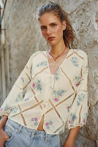 LADDER STITCH EMBROIDERED BLOUSE