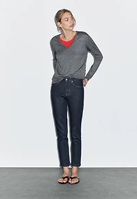 Mid-rise cropped slim fit jeans