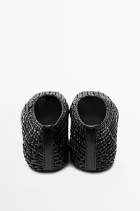 Ballerine tressée en cuir