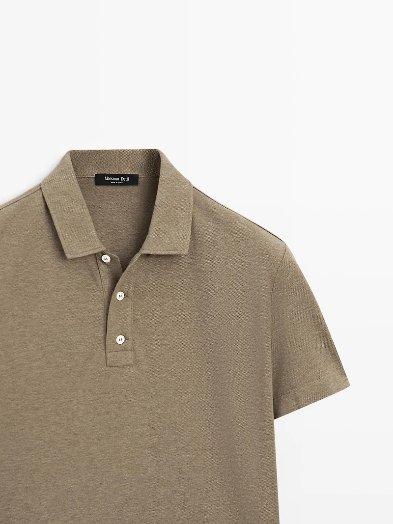 100% cotton melange short sleeve polo shirt