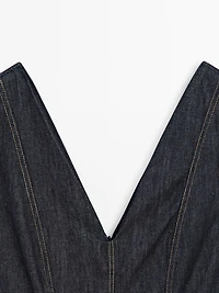 Denim midi dress with seam details