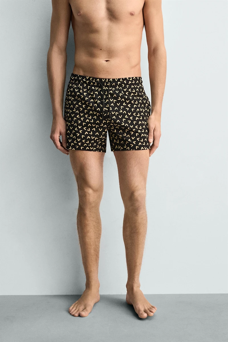 GEOMETRIC PRINT SHORT SWIMSUIT