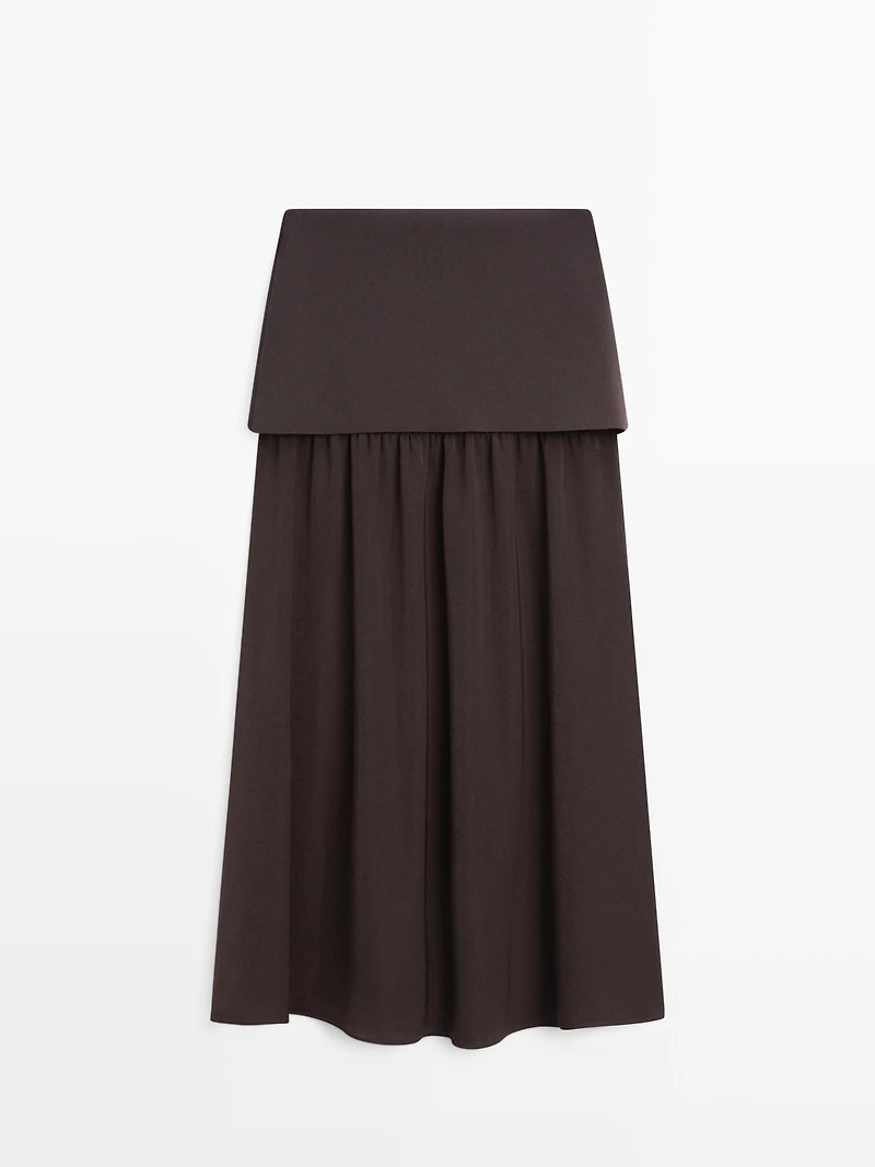Jupe midi fluide combinée