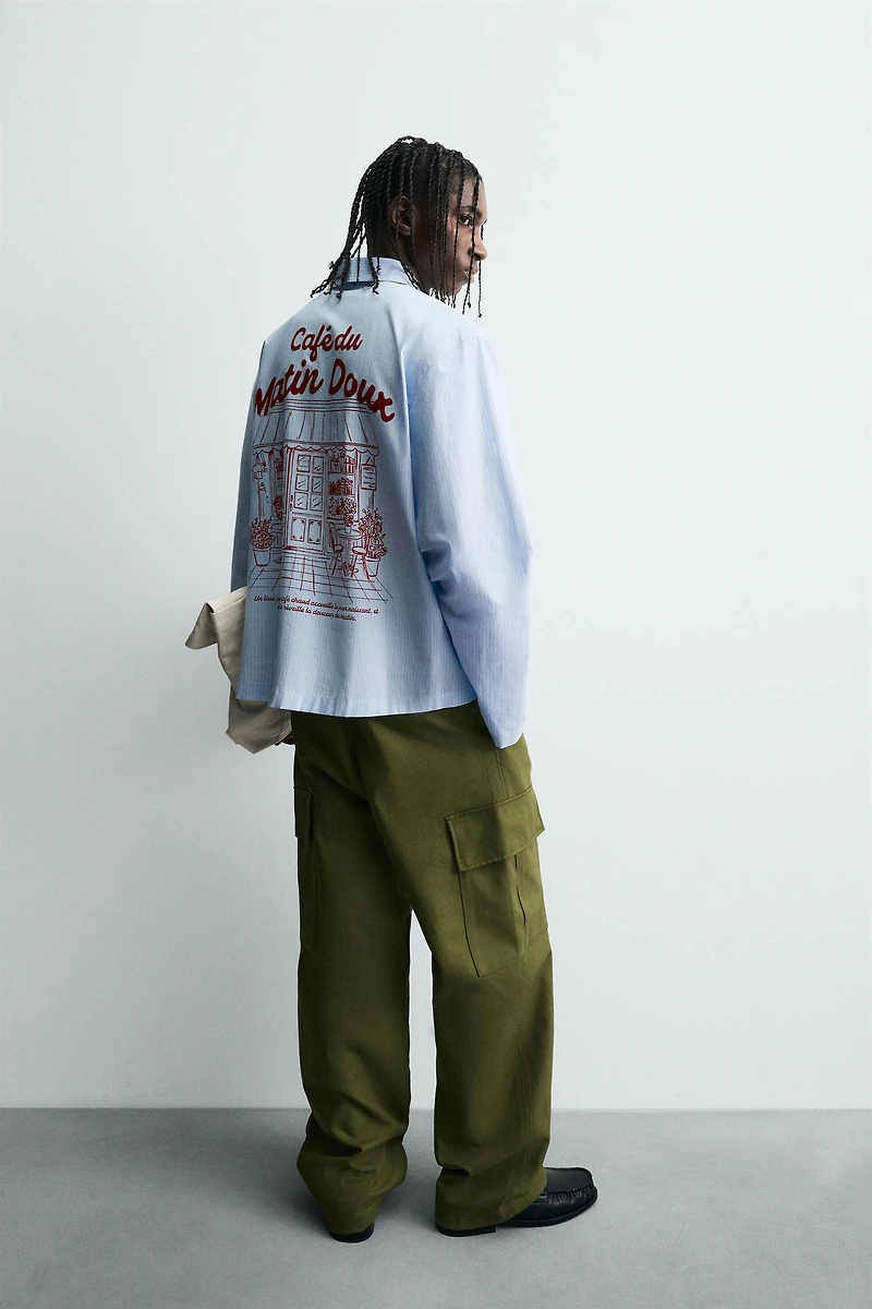 STRIPED GRAPHIC PRINT SHIRT