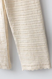 WIDE LEG CROCHET KNIT PANTS