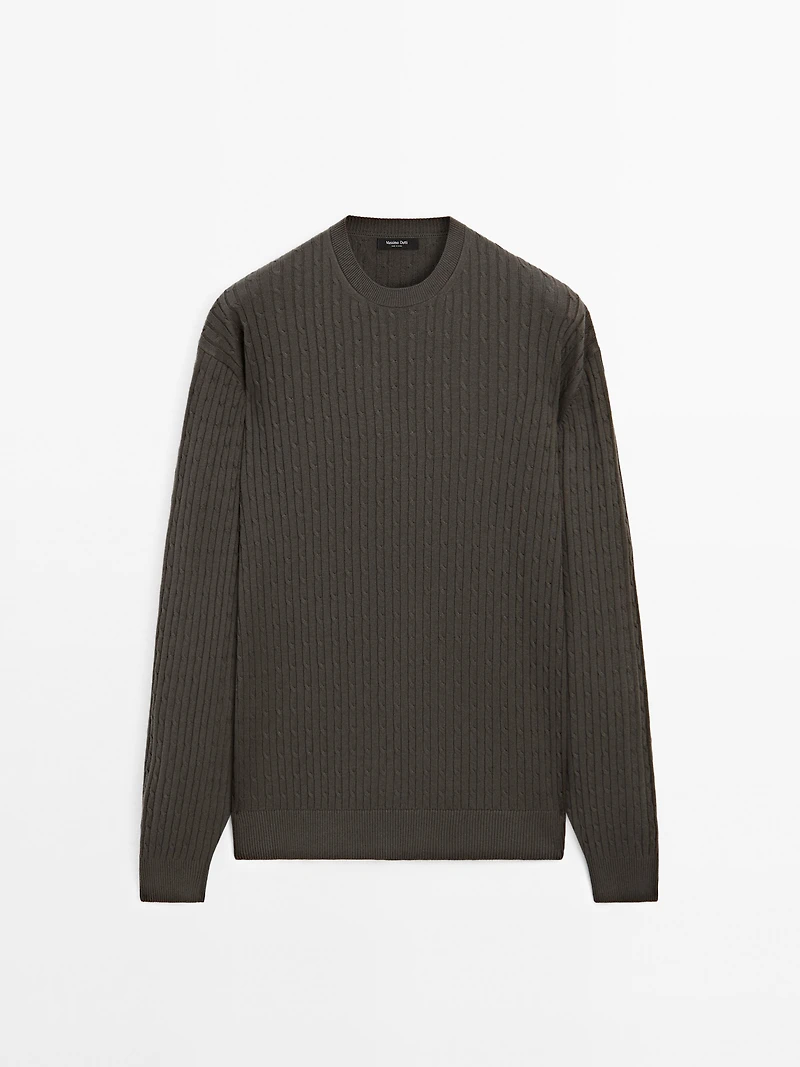 Pull tressé en coton mélangé