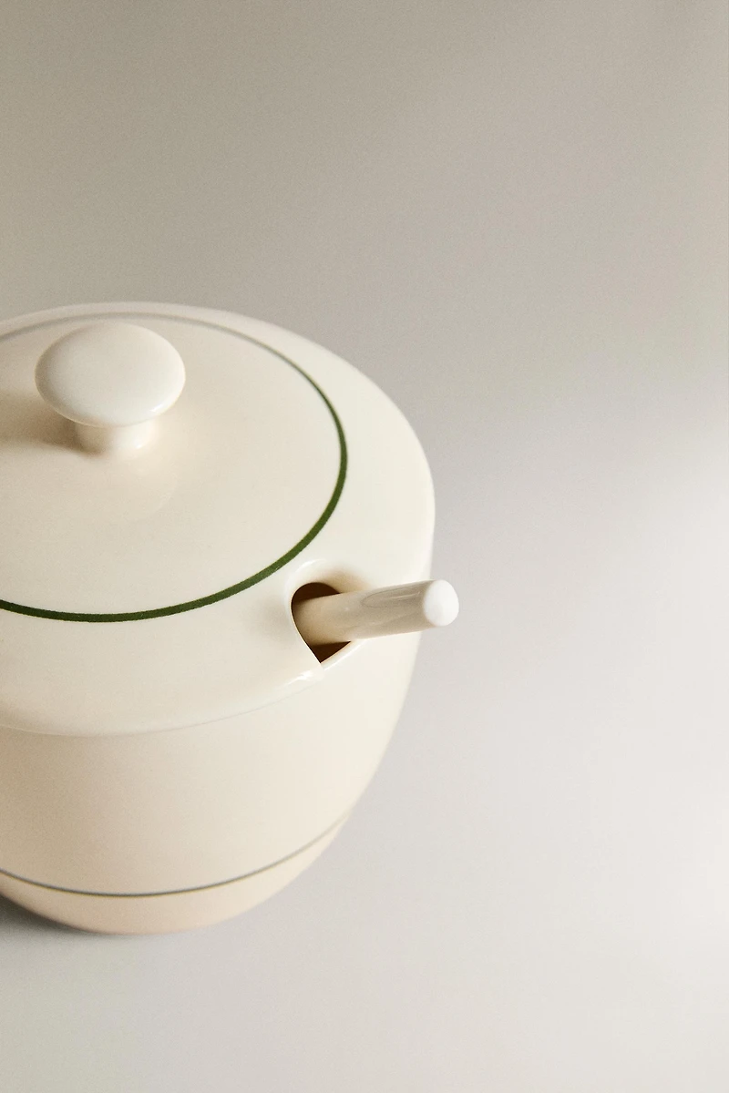 STONEWARE COFFEE SHOP SUGAR BOWL