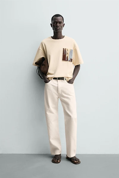 MIXED TEXTURE PATCH T-SHIRT