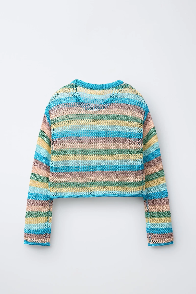 PULL EN RÉSILLE À RAYURES