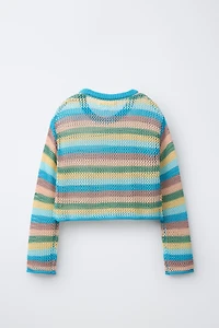 PULL EN RÉSILLE À RAYURES