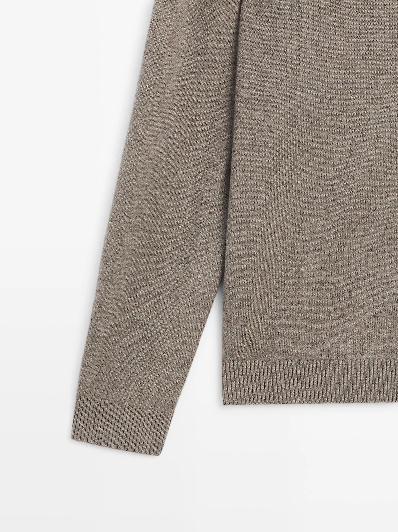 Wool blend knit cardigan with hood