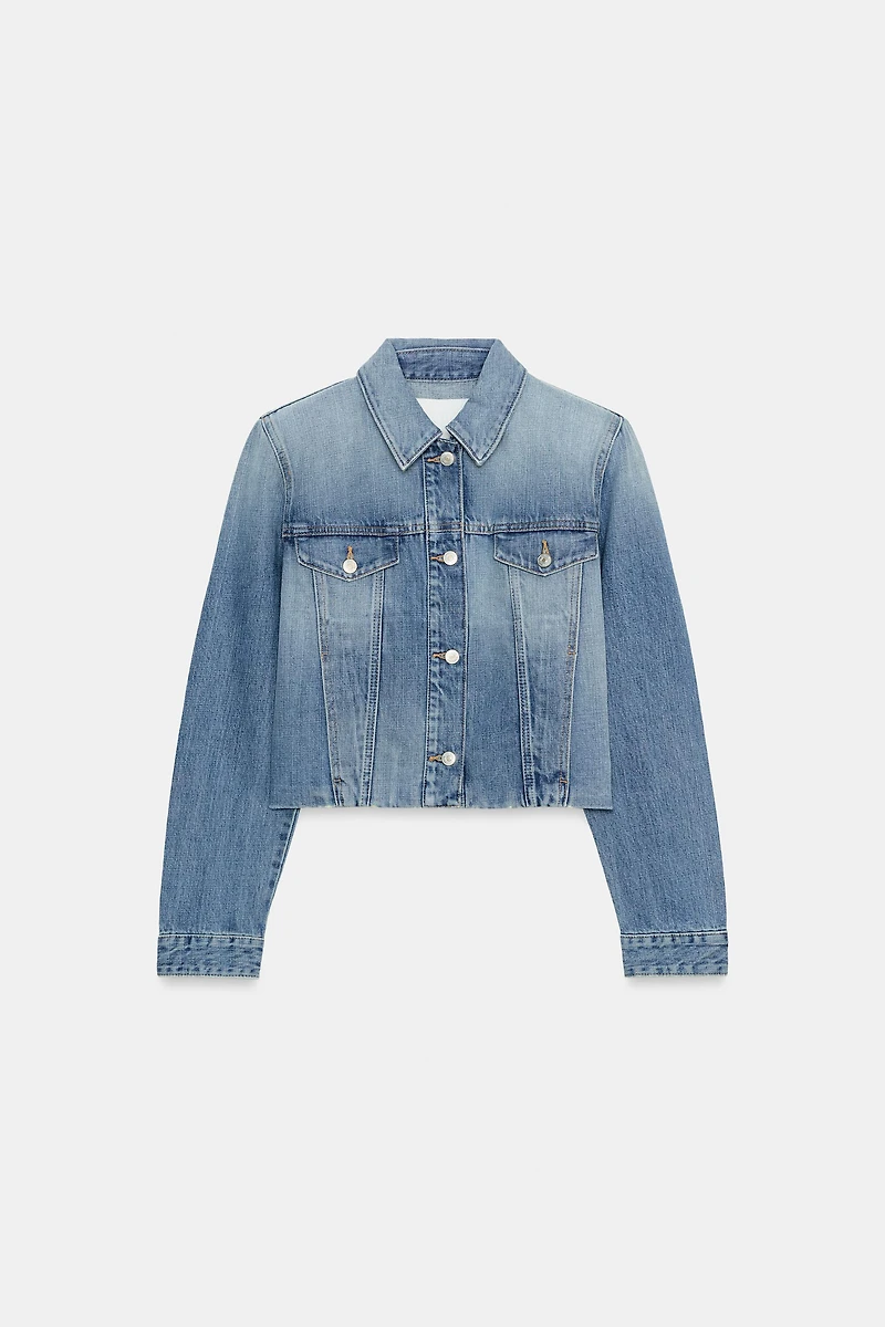 TRF DENIM JACKET WITH SHOULDER PADS