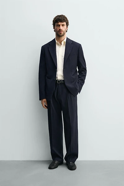 100% WOOL PLAID REGULAR FIT BLAZER