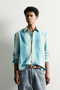 RELAXED FIT STRIPED JACQUARD SHIRT