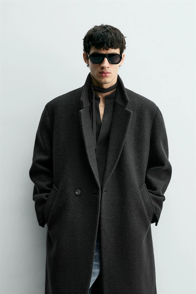 BOUCLÉ TEXTURED WOOL COAT