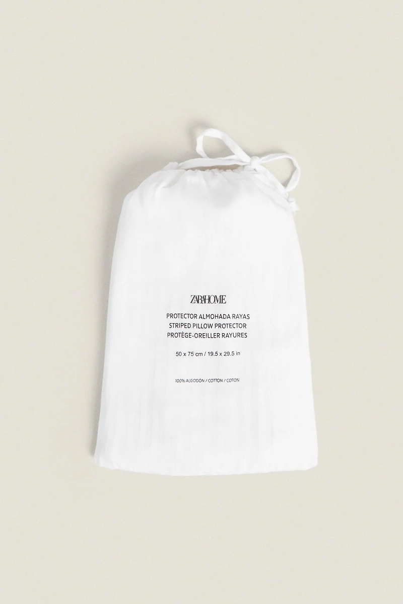 STRIPED COTTON PILLOW PROTECTOR