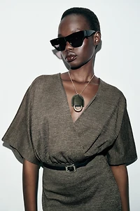 BELTED PIQUE MIDI DRESS