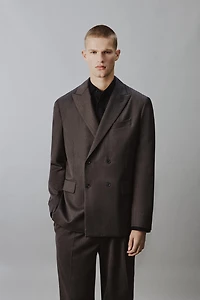 HERRINGBONE DOUBLE BREASTED SUIT JACKET