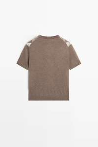 Short sleeve diamond-pattern sweater