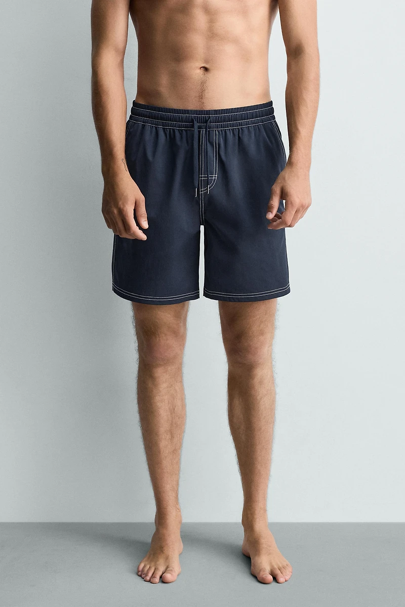 LONG SWIMSUIT WITH CONTRAST STITCHING