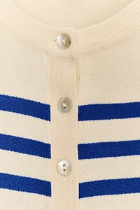 STRIPED KNIT SHORT SLEEVE JACKET