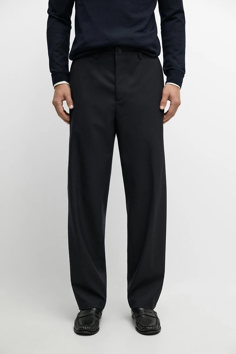 100% cool wool textured pants