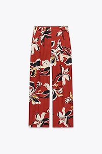 FLORAL PRINT LINEN PANTS