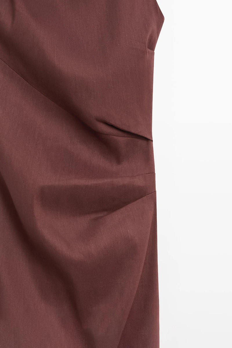 Strappy stretch linen blend midi dress